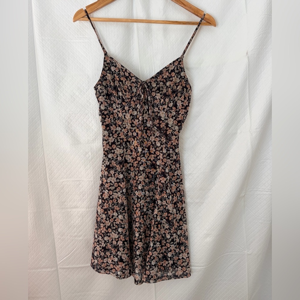 Floral Slip Y2K Dress - Black with Pink Floral